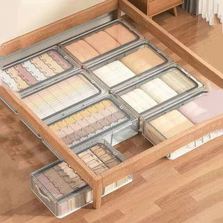 กล่องวางรองเท้าเก็บรองเท้า แบบโครงเหล็ก สีใส พับเก็บได้ กันน้ำ-ฝุ่น วัสดุPVC เหมาะสำหรับใต้เตียงหรือในรถ KKHOME