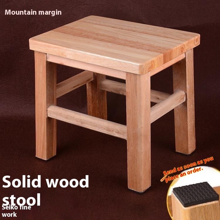 Solid Wood Small Stool Home Adult Low Stool Oak Small Square Wooden Stool Chair Cool Board Chair