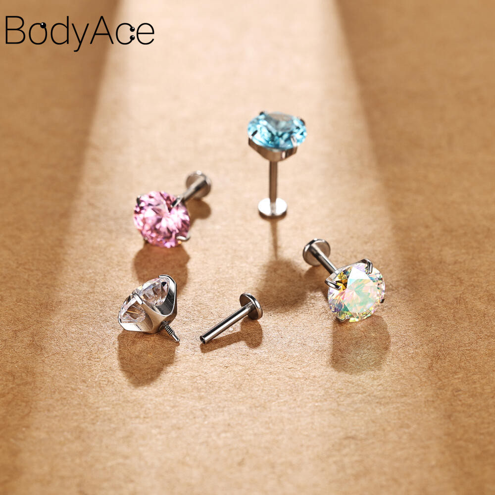 Bodyace 1 Pc สแตนเลสสตีล Lip เจาะ Lobe ต่างหูหูกระดูกอ่อน รูปที่ 5