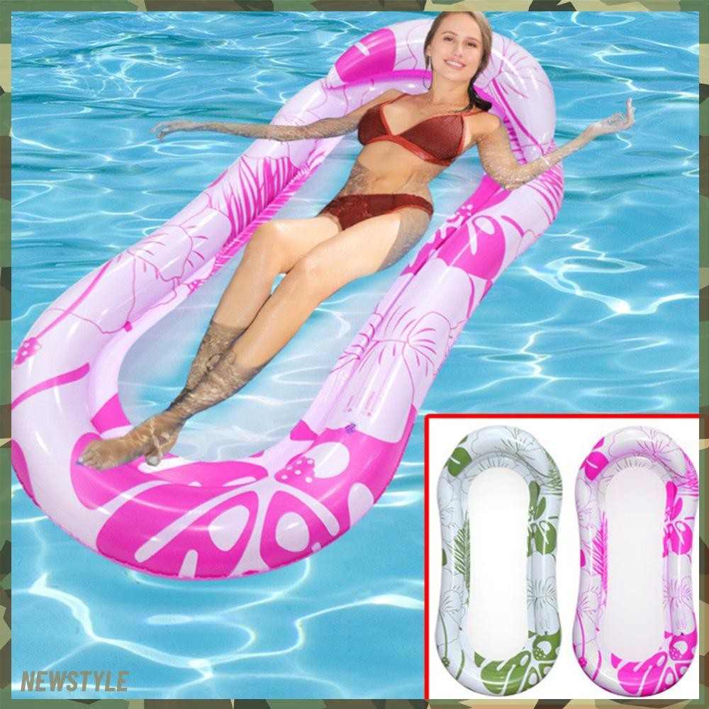 ส่งจากกรุงเทพ เปลญวนน้ําลอยน้ําแบบพกพา Hammcok Lounger PVC พับได้พร้อมพนักพิงพนักพิงพนักพิงพนักพิงฤดูร้อนชายหาดผู้ใหญ่ [newstyle.th] - รูปที่ 6