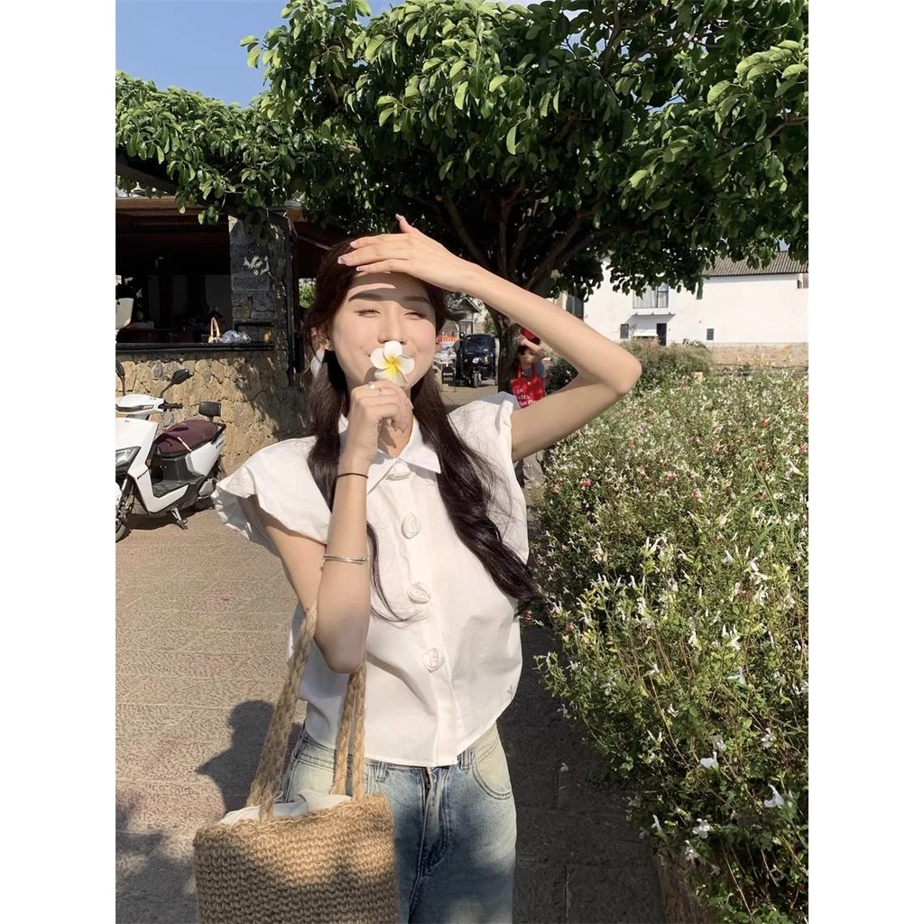 ohho w590 เสื้อเชิ้ตแขนพอง ลายดอกไม้ สไตล์จีน thumbnail 9