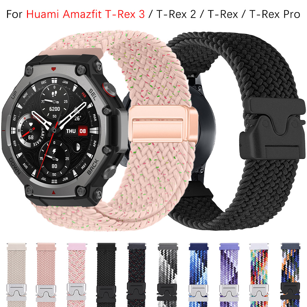 สายถักปรับได้สําหรับ Amazfit T-Rex 3 / T-Rex 2 / T-Rex Pro / T-Rex ตัวล็อค ร่มชูชีพ สาย Solo Loop ยืดหยุ่น