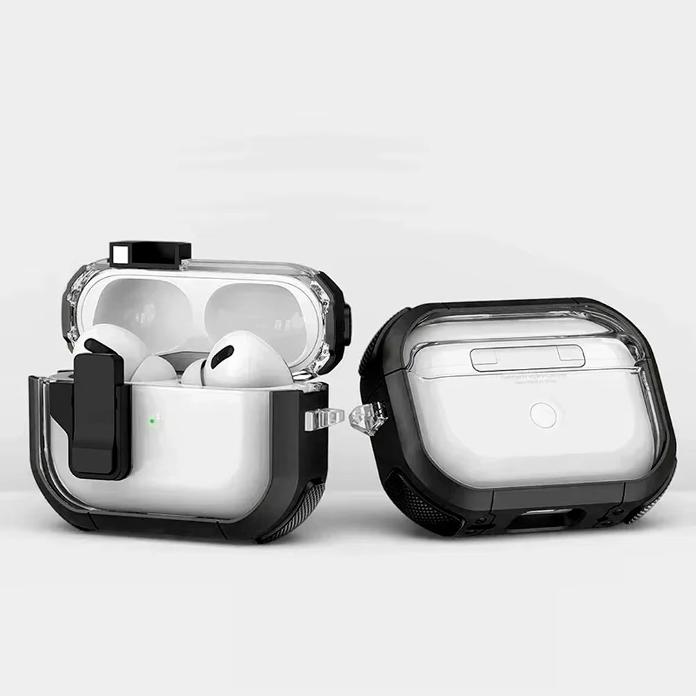ล็อคความปลอดภัยฝาครอบโปร่งใสสําหรับ airpods 3 กรณี Pro 2 2nd กรณีแม่เหล็กพวงกุญแจ Full Body Protection กันกระแทกชาร์จกรณี ราคา ถูกที่สุด ดีลบีเคเค แกลเลอรีภาพที่ 5