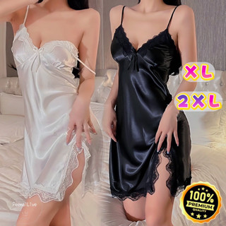 PEEMAI LIVE ชุดนอนผ้าซาติน ผ้านุ่ม(XL-2XL)ชุดนอนกระโปรง งานผ…
