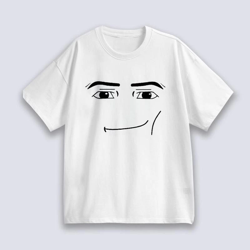 ใหม่ Unisex เสื้อยืด พิมพ์ลาย Roblox Man Face Game สําหรับผู้ชาย T-shirt เป็นกลางCOD เสื้อยืดแขนสั้นลายดอกไม้