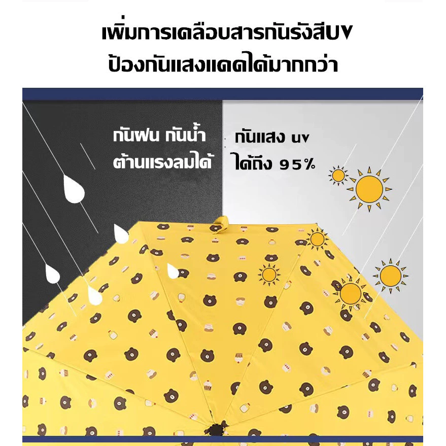ร่มพับ กันUV-กันฝน แฟชั่น สีสันสดใส พกพาสะดวก thumbnail 5