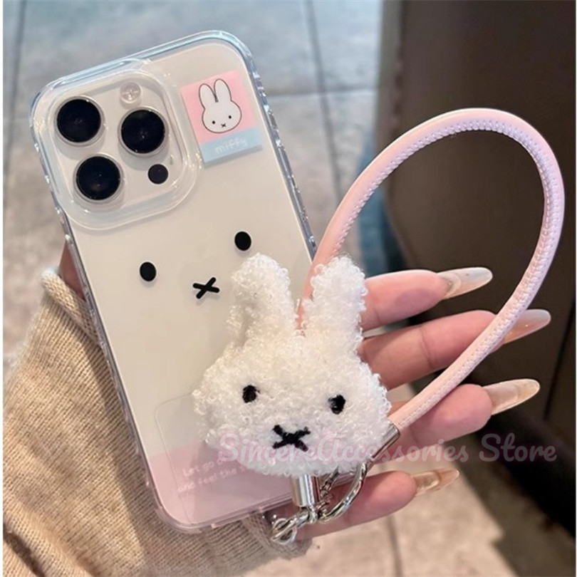 ใช้งานร่วมกับสําหรับ iPhone 16 11 12 13 15 14 Plus Por Max Xs Max Xr Xs X ตุ๊กตากระต่ายเชือกแขวนนุ่มป้องกันฝาครอบโทรศัพท์