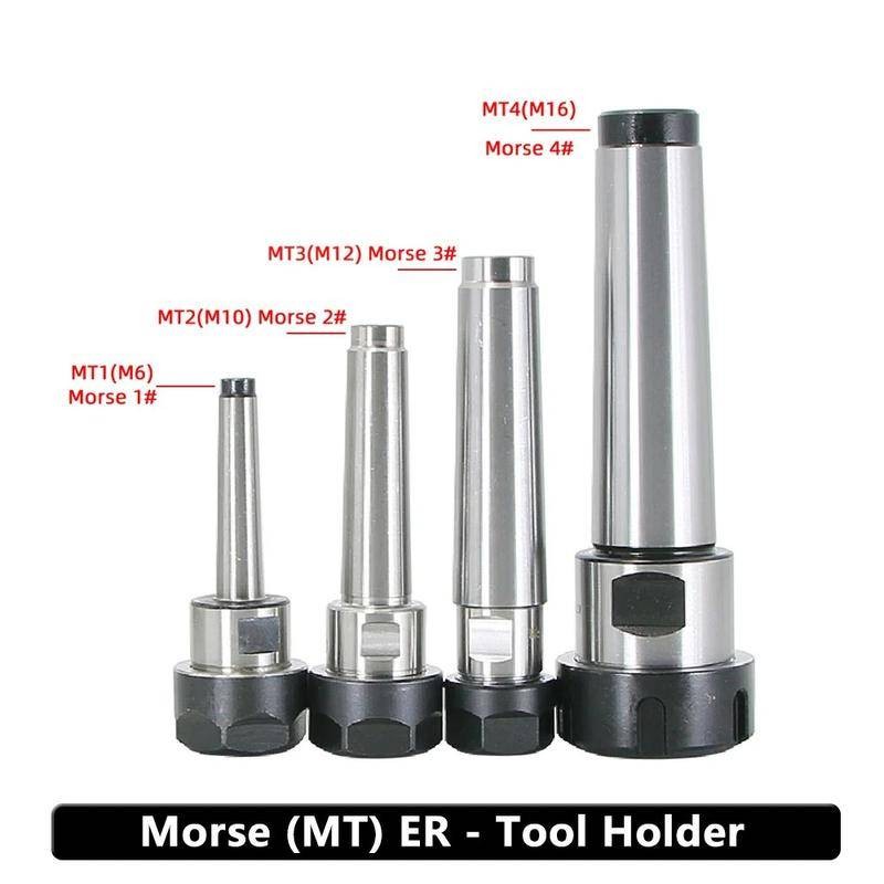 1 PC Morse ER ผู้ถือเครื่องมือเครื่องกัดเจาะ taper handle MT2/MT3/MT4/MT5 ด้านหลังดึงหางแบนความแม่นย