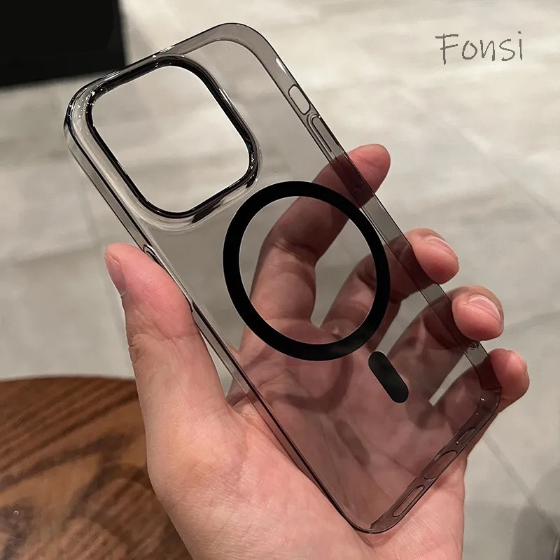 เคสโทรศัพท์แม่เหล็กใสบางพิเศษสําหรับ iPhone 16 15 14 Plus 13 ProMax 12 11 Pro Max โปร่งใสกันกระแทกปกแข็ง 15Plus