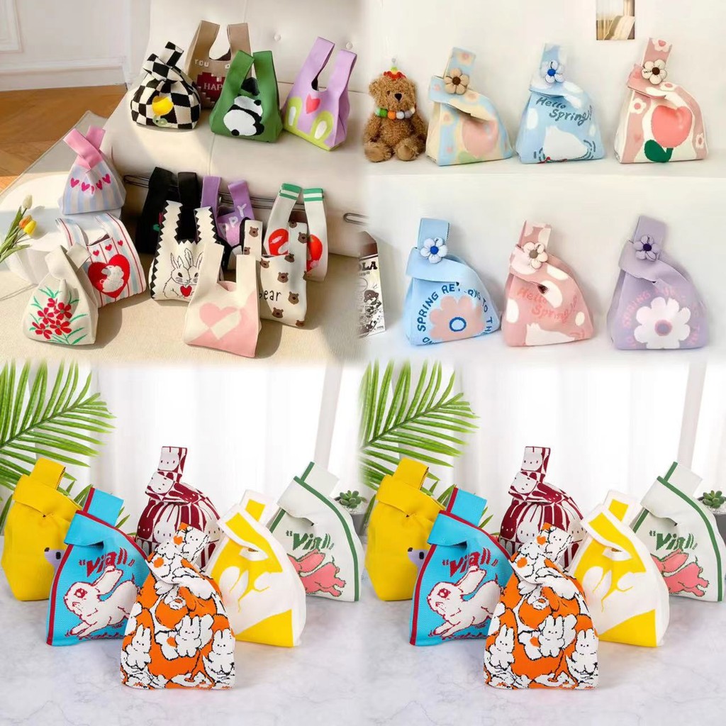 happy girl: พร้อมส่งไทย:กระเป๋าถือลําลอง ผ้าถัก ลายสก๊อต แฮนด์เมด ZB136