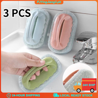 3PCS Bath & Tile Decontamination Sponge Brush with Handle, Kitchen Cleaning