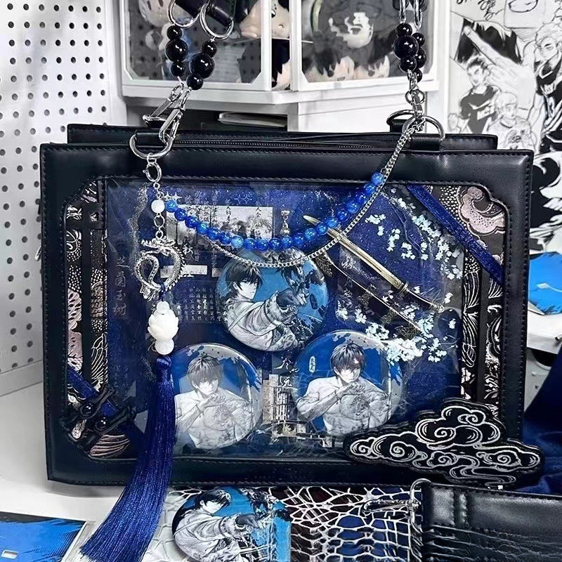 ต้นฉบับสไตล์จีนมังกรบินในท้องฟ้าแบบพกพาไหล่ Crossbody การ์ตูนกระเป๋าเป้สะพายหลัง