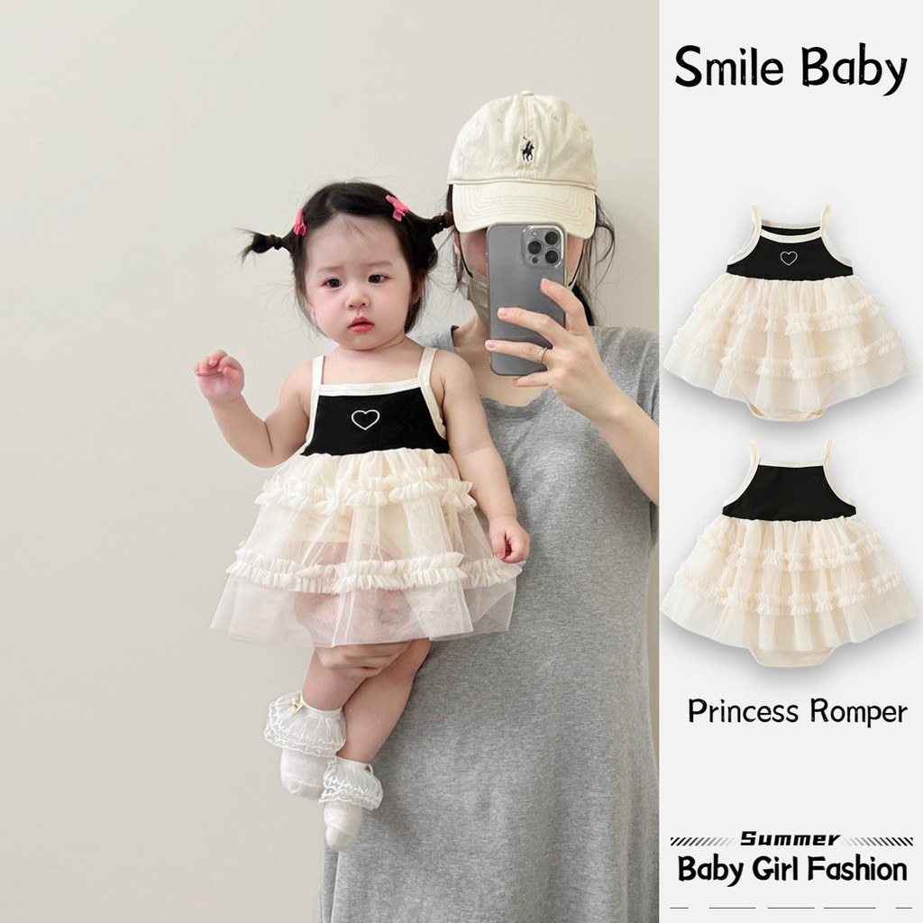 เสื้อผ้าเด็กฤดูร้อนใหม่เด็กสาว ชุด ตาข่ายแขวนชุดเจ้าหญิง ชุดรอมเปอร์ ทารกน่ารักผายลมเสื้องานเลี้ยงวันเกิด - รูปที่ 2