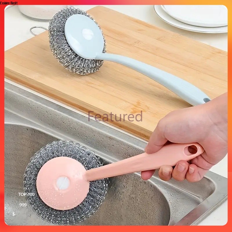 Featured แปรงหม้อด้ามยาว แปรงหม้อลูกเหล็ก แปรงล้างจาน แปรงทำความสะอาดห้องครัวมัลติฟังก์ชั่น