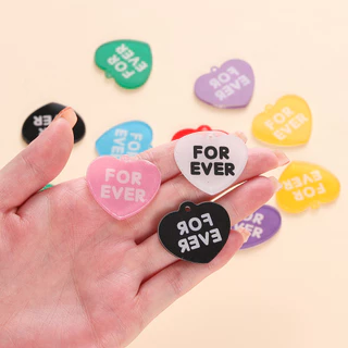 St. kunkka 10 ชิ้นอะคริลิคจี้หัวใจที่มีสีสันภาษาอังกฤษ Forever จี้สําหรับ DIY สร้อยข้อมือสร้อยคอทํา