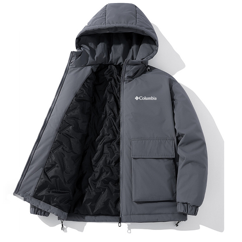 ผู้ชายฤดูหนาวwindproof Hooded Parkaแจ็คเก็ตสีทึบสบายๆหนาเสื้อMens Parkasแฟชั่นซิปขนมปังเสื้อผ้าเสื้อ