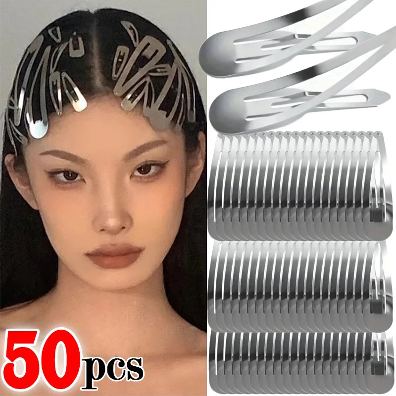 Y2k Water Drop Hair Clips - INS Fashion Silver Hairpin - Mini Metal Hairslide Hearwear - Sweet Cool Girl Bobby Pin