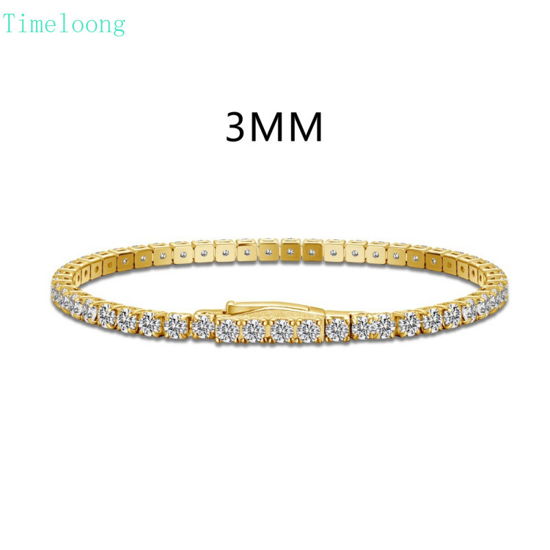 18k Gold Plated S925 Silver Lab สร้าง Sapphire อัญมณี 2-3 MM สร้อยข้อมือสําหรับผู้หญิงเครื่องประดับ