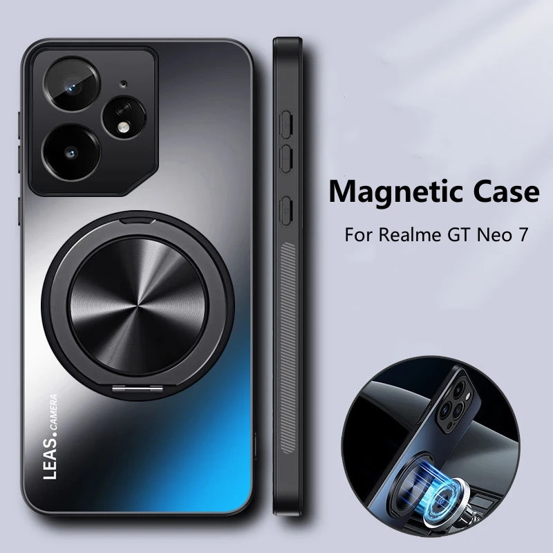 กรณีแม่เหล็กสําหรับrealme GT Neo 7 6 6T 6 SE C75 กรณีHard Matteพร้อมแหวนป้องกันปกหลังสําหรับRealme GT7 Pro Neo7 5Gกันกระแทกกันชน