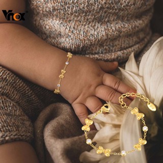 Vnox โบว์ผีเสื้อเพทาย Cubic สร้อยข้อมือเด็ก,ทอง Non Tarnish …