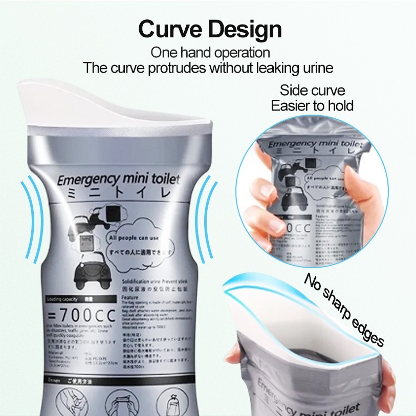 ถุงฉี่ฉุกเฉิน ถุงฉี่พกพา ความจุ700ml ใช้ได้ทั้งผู้หญิงและผู้ชาย ซิปล็อคกลิ่นไม่รั่วซึม ถุงปัสสาวะ