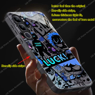เคส Vivo V50 Lite V60 V50 Y200 5G เคส กันกระแทกอะนิเมะกราฟฟิตปีศาจน้อย 2025 ใหม่หรูหรากระจกเคสพร้อมแหวนสายรัดโทรศัพท์ขาตั้งซิลิโคนนุ่มขอบสําหรับเด็กผู้ชาย
