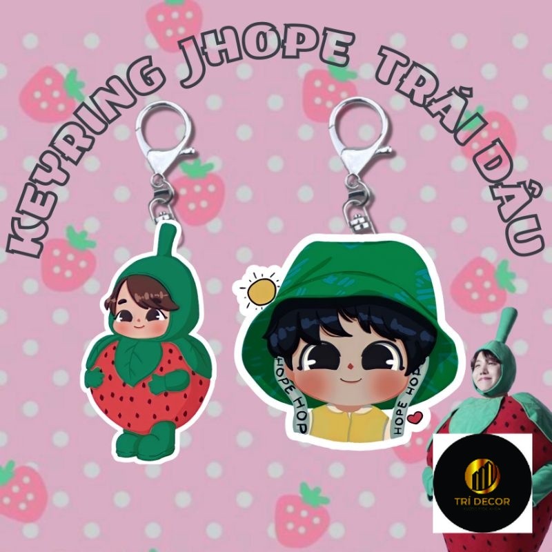 [WITH SEAL] STRAWBERRY JHOPE KEYRING 3CM - พวงกุญแจ JHope BTS น่ารัก