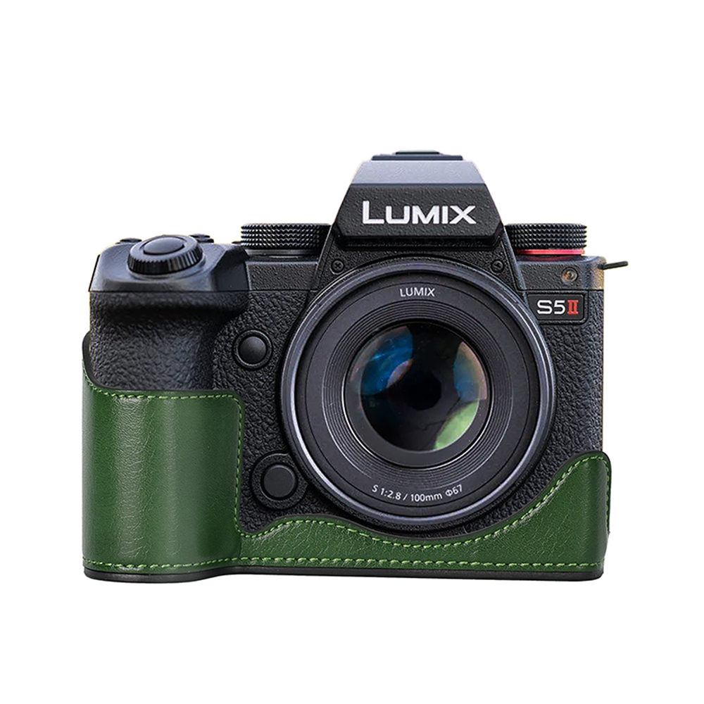 Pu หนังครึ่งกระเป๋ากล้องสําหรับ Panasonic Lumix S5 S5II S5 M2 ฝาครอบด้านล่าง