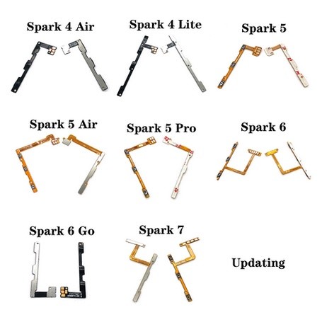Power Volume Flex สําหรับ Infinix Tecno Spark 3 4 5 6 7 Pro Lite Air Go KE5 KE5J KC8 KC8S KF6 KD6A K