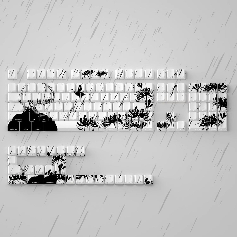 ชุดใหญ่Kaneki Ken Keycap Cherry Profile 130 คีย์ PBT Letter Side-แกะสลักเกียร์Wooting EZ63 ATK68 Mad