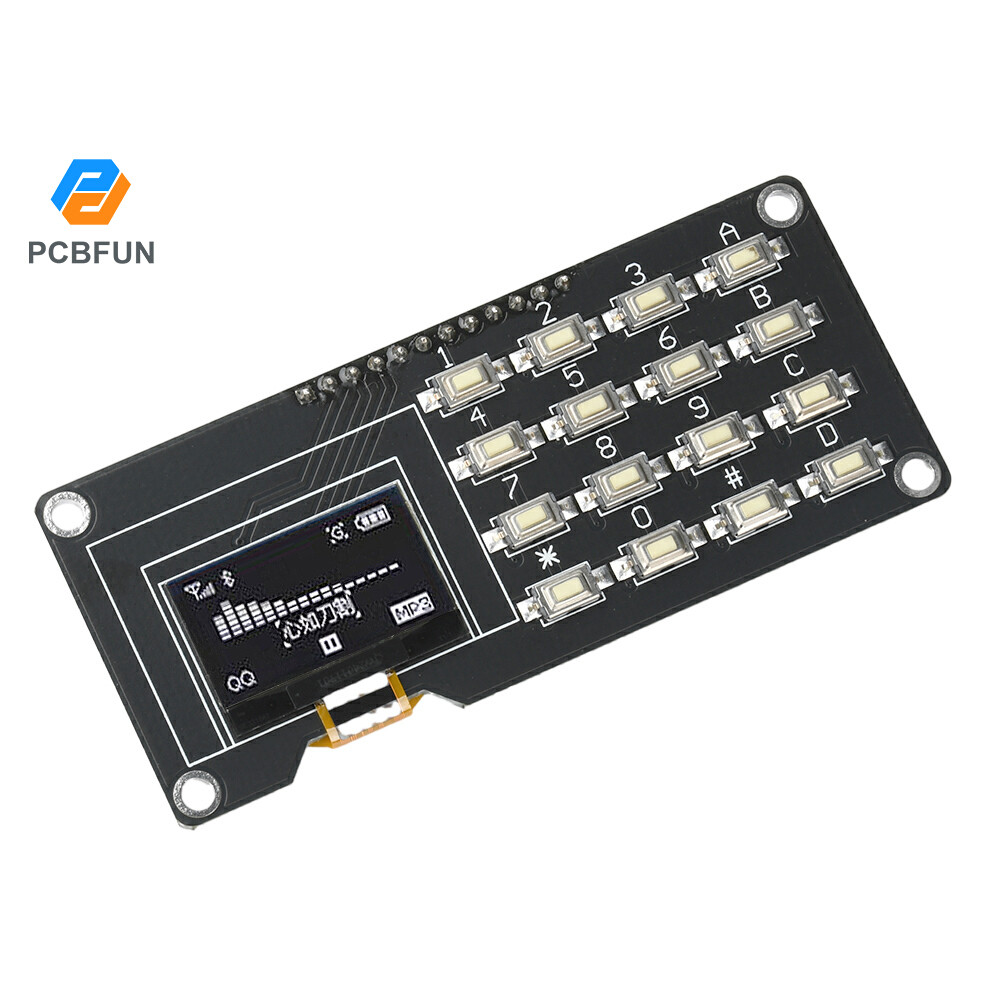 Pcbfun 0.96/จอแสดงผล OLED 1.3 นิ้ว IIC สีขาว SH1106 SSD1306 SSD1315 พร้อมคีย์บอร์ดเมทริกซ์ 4x4 คีย์