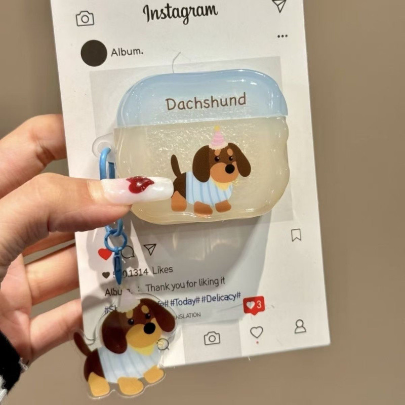 กระเป๋าหูฟังหูสุนัขน่ารักสำหรับหูฟังบลูทูธ Apple ป้องกันการตกหล่น ซิลิโคนปกป้อง