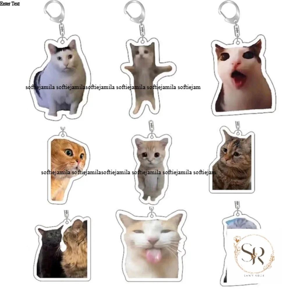 Rambling แพะ huh cat Meme พวงกุญแจแมวสับสน memes กรีดร้องแมวที่มีเท้าของเขาบนหัวของขวัญง่าย