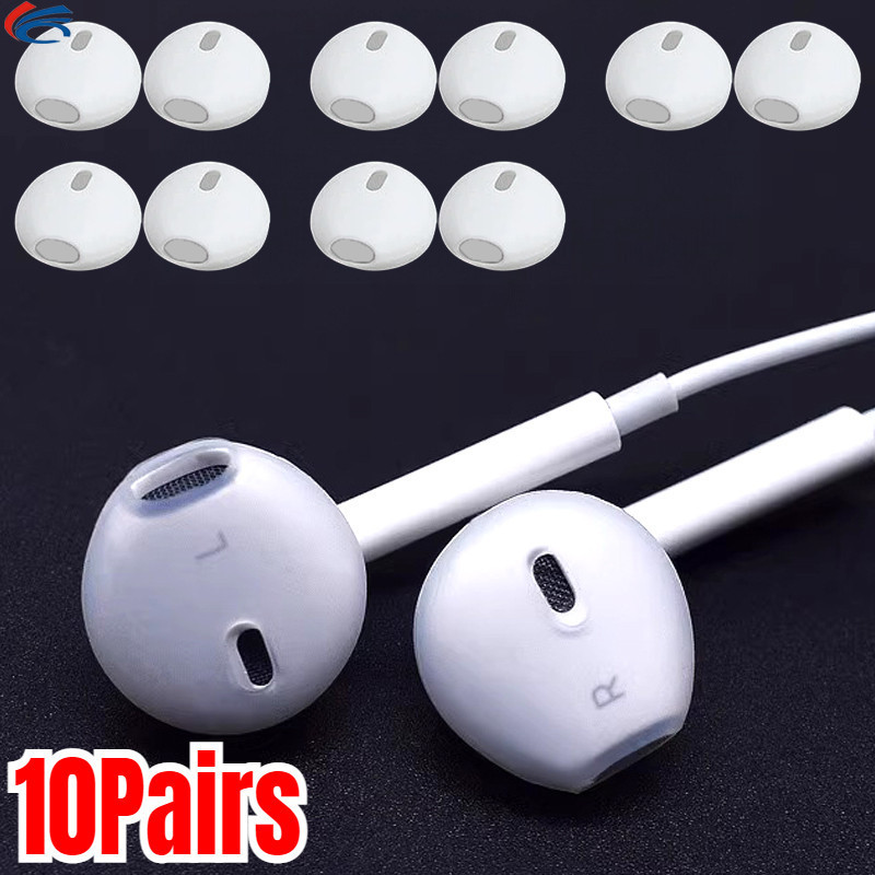 [AM3C] 2/5/10 คู่สําหรับ iPhone - เคสหูฟัง - ฝาครอบปลั๊กกันฝุ่นซิลิโคนพร้อมตะขอตามหลักสรีรศาสตร์การออกแบบกันเหงื่อสําหรับเล่นกีฬาสีดํา/สีขาว/สีเทา/TPU