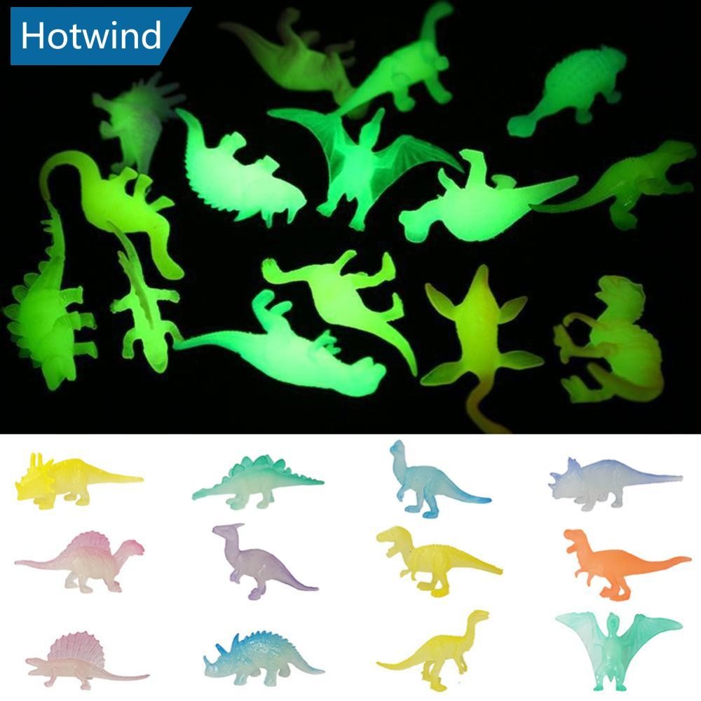 HW 12/16 ชิ้นเรืองแสง Dark ไดโนเสาร์ของเล่น Jurassic World Noctilucent Tyrannosaurus ของเล่นเด็ก Action Figure ของเล่นสะสมของขวัญ C5M5