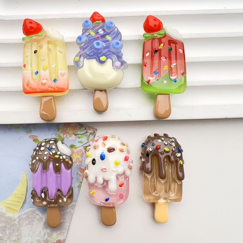 10 ชิ้นไอศกรีมอาหารฤดูร้อนเรซิ่น Charms สําหรับ DIY (1-215)