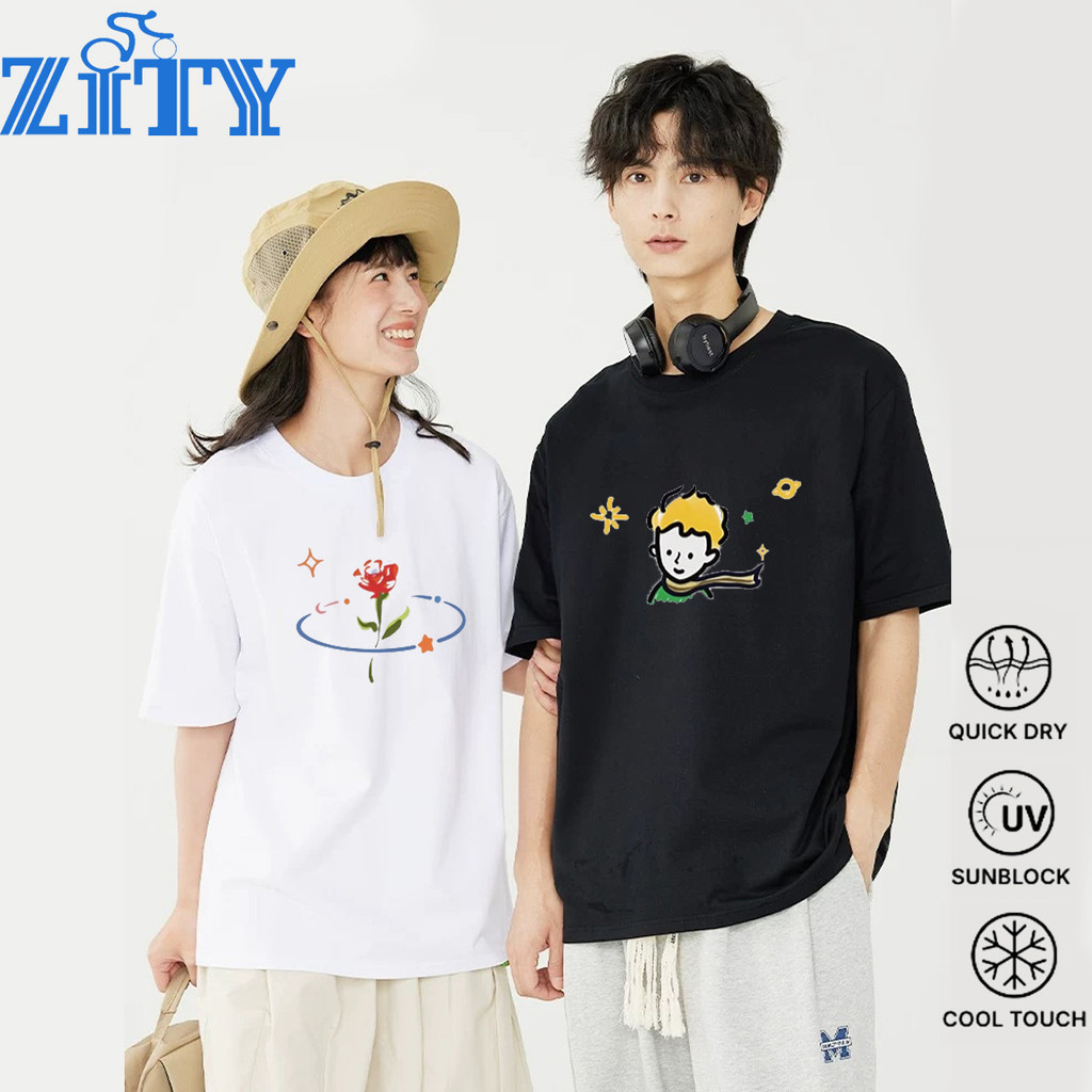 ⚡24 Hours⚡ZITY เสื้อคู่รัก The Little Prince Rose Printed T-shirt,ผ้าฝ้าย 100% ระบายอากาศ ไม่ยับ PODQL009