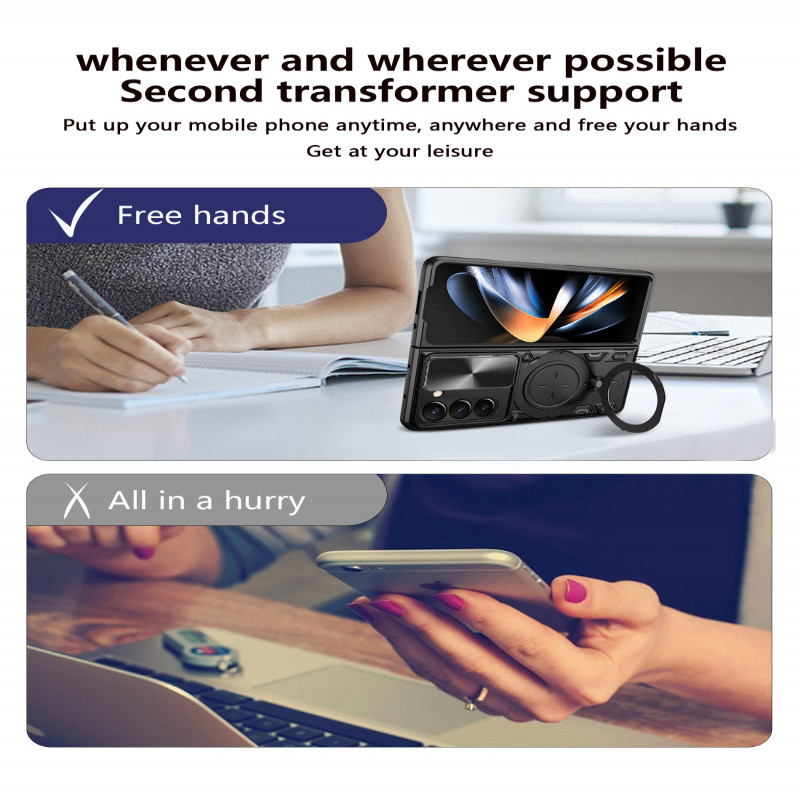 ชุดเกราะกันกระแทกสำหรับรถยนต์ วงแหวนแม่เหล็กสำหรับยึด ป้องกันหน้าต่าง เคสป้องกันเลนส์สำหรับ Samsung Z Fold 7 6 5 4 ป้องกันการตกหล่นแบบทหาร ปกหลังแข็ง - รูปที่ 2