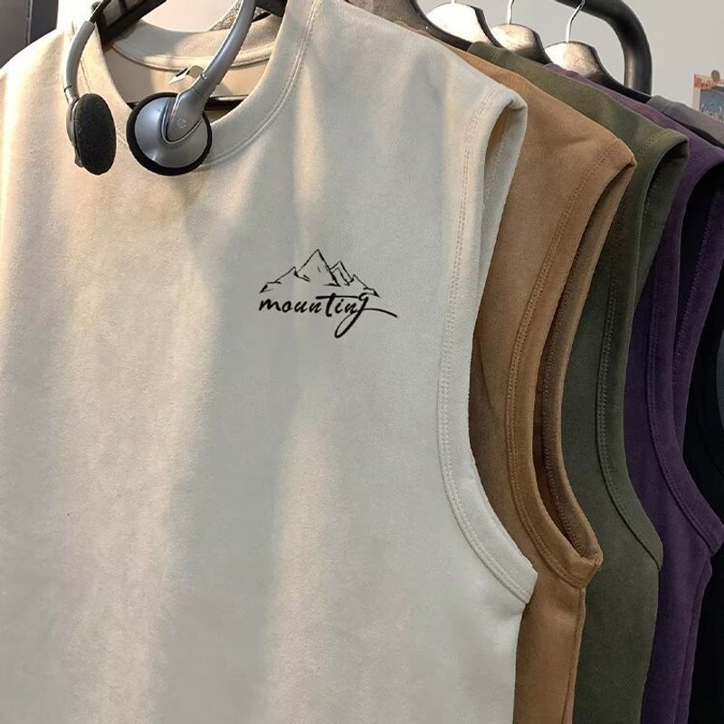 เอร์เชนชิ เสื้อยืดแขนกุดบาสเก็ตบอลอเมริกันพิมพ์ลายภูเขาสําหรับฤดูร้อน