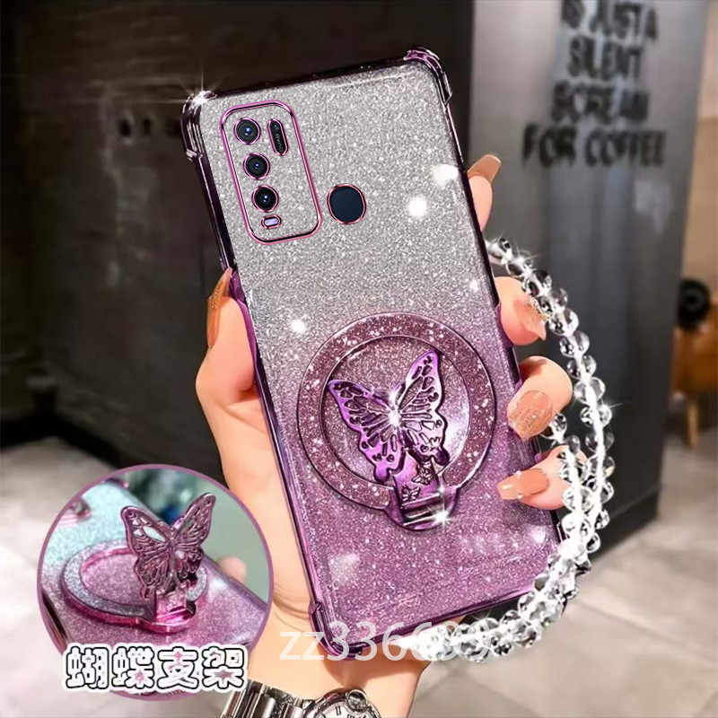 ปลอก VIVO Y30 Y30i Y50 1938 1935 เคสโทรศัพท์ 2025 Sparkling powder Luxury Butterfly ใหม่วงเล็บกลม glitter powder เคสโทรศัพท์ SJSFDDR