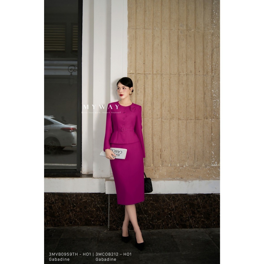 MY WAY ชุดเสื้อกั๊กกระโปรงสํานักงานพร้อมเข็มขัดเอวหรูหรา 3MVB0959TH - HO1 3MCOB212 - HO1