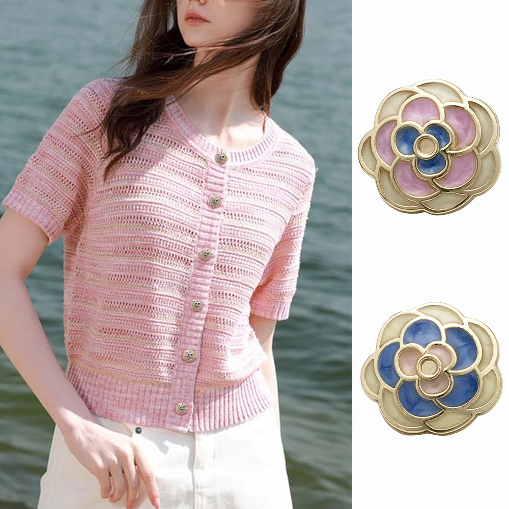 10ชิ้นดอกไม้น่ารักปุ่มโลหะ1.75/2.25เซนติเมตร,สีชมพูสีฟ้าเสื้อผ้าปุ่มสําหรับเสื้อกันหนาวเสื้อเสื้อ,ทําเองอุปกรณ์เย็บผ้าปุ่ม