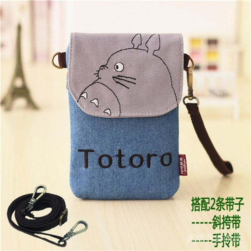 คลังสินค้าพร้อม จัดส่งด่วน My Neighbor Totoro ญี่ปุ่น Water-Repellent Messenger กระเป๋าโทรศัพท์มือถือ Multi-Compartment Halter เหรียญนักเรียน