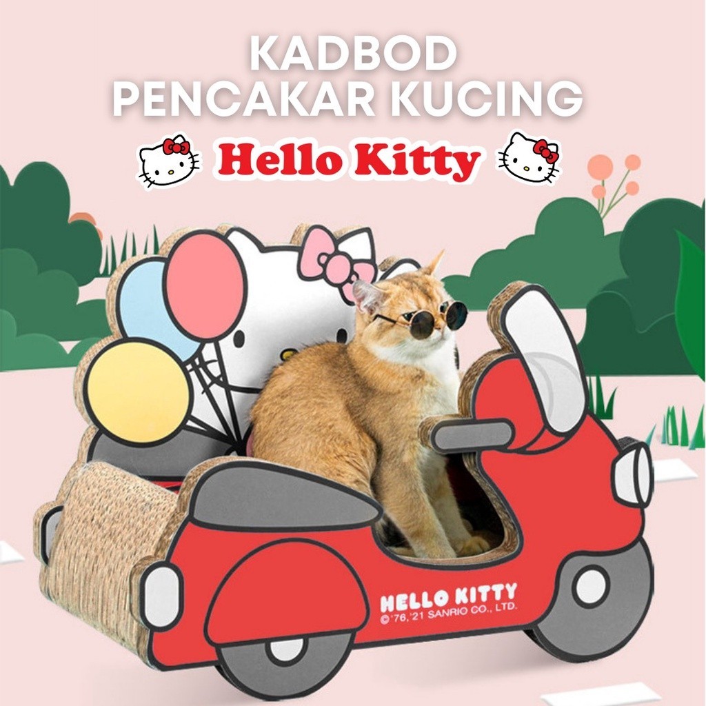 2022 Hello Kitty Cat Scratcher ลูกฟูก Scratching CardBoard Pad Cat Teaser Pengaruk Pencakar Kucing