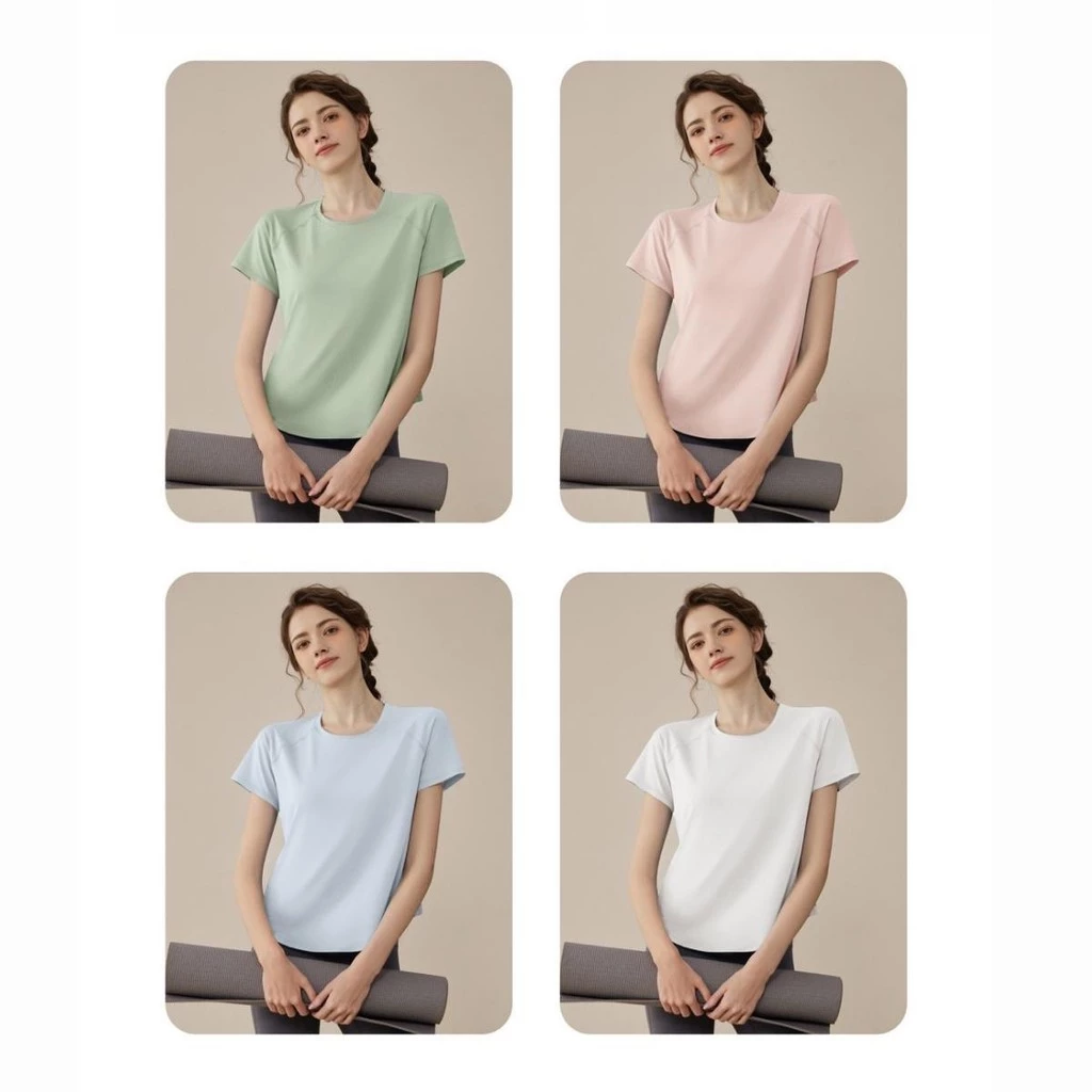 เสื้อยืดออกกำลังกายแขนสั้น ผู้หญิง แห้งเร็ว ฟิตเนส หลายสี thumbnail 10