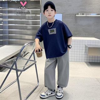 【YAOEENH】120-170ซม.ฤดูร้อนชายแฟชั่นพิมพ์ชุดลําลองกลางเด็กใหญ…