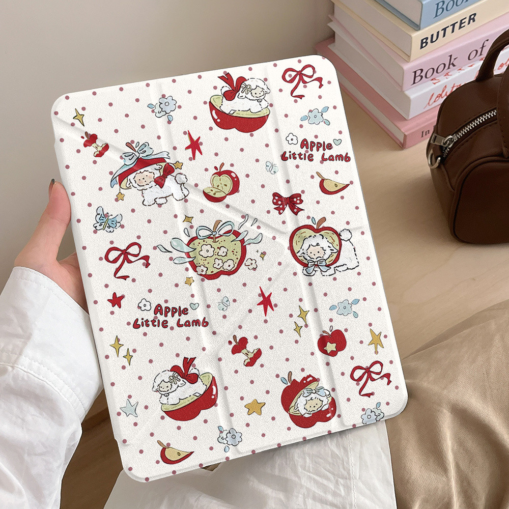 Y Fold Magnetic iPad Case พร้อมช่องเสียบปากกาเข้ากันได้กับ iPad Pro 2022/2021/2020 11 นิ้ว AIR3 10.5 ''iPad 10th 2022 10.9'' 9th 8th 7th 10.2 ''AIR5 4 10.9 ''เจเนอเรชั่นแกะน้อยพร้อมปลอกดอกไม้ขนาดเล็กฝาครอบอะคริลิคขอบนุ่มโค้งงอ - ขอบนิ่มอะคริลิค