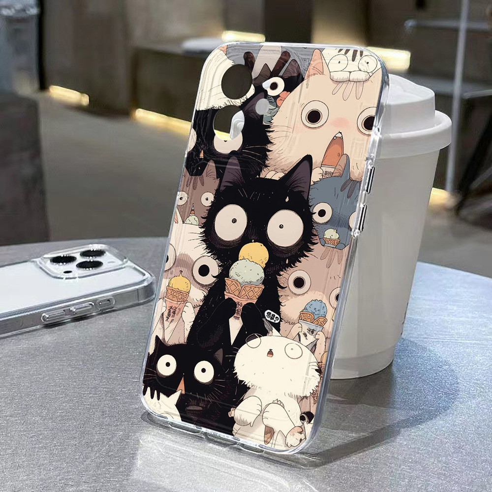 Black Cat ใช้กับ เคสไอโฟน เคสไอโฟน12 เคสไอโฟน11 16 15 13 14 14plus 15 pro max 12 13pro นิ่มกันกระแทก เคสโทรศัพท์