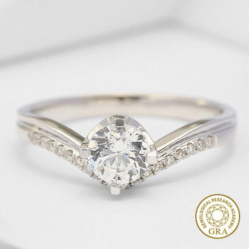 [ใบรับรอง GRA ฟรี] แหวนคู่ Moissanite ฝัง V แฟชั่นใหม่