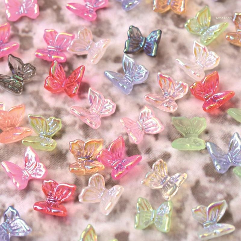 San * 50 ชิ้น 3D เรซิ่นสําหรับผีเสื้อตกแต่งเล็บคริสตัลสําหรับ Aurora Glitter ธ.ค